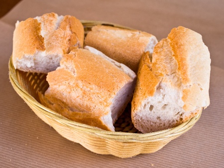 bread in basket - little roll breads in basket on tableの写真素材