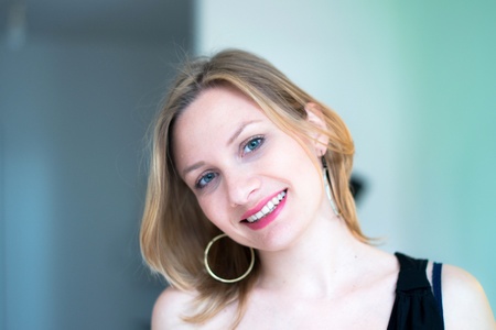 beautiful smiling young attractive woman portraitの写真素材