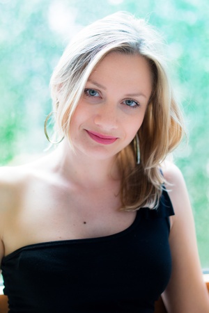 beautiful smiling young attractive woman portraitの写真素材