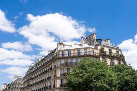 retro style beautiful Parisian streets - with space for text or imageの写真素材