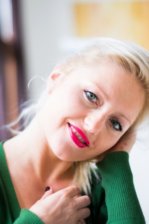 beautiful smiling young attractive woman portraitの写真素材