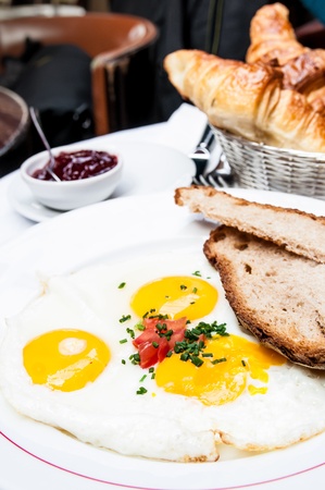 Breakfast- prepared egg under the sunの写真素材