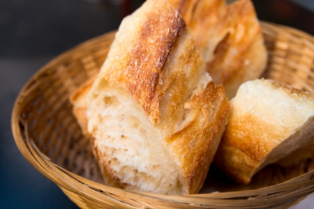 bread in basket - little roll breads in basket on tableの写真素材