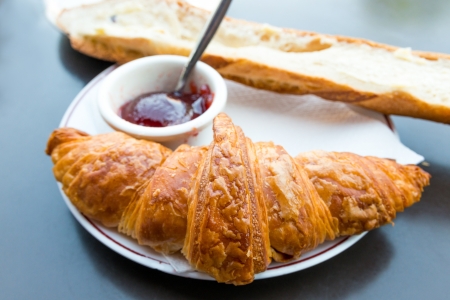 fresh croissant on table ,Delicious! の写真素材