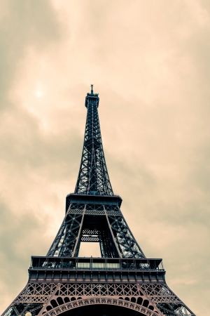 The Eiffel Tower  nickname La dame de fer, the iron lady ,The tower has become the most prominent symbol of both Paris and Franceの写真素材