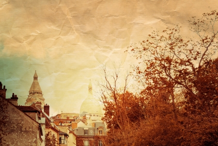 retro style paris france -  with space for text or imageの写真素材