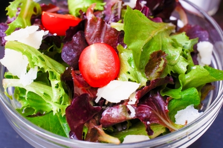 Delicious fresh salad and olive oilの写真素材