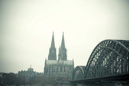 View on Cologne Cathedral and Bridge, Germanyの写真素材