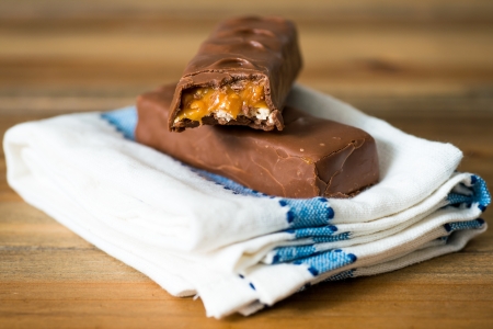 Closeup chocolate on White napkin の写真素材