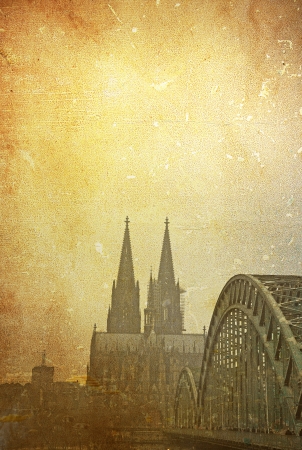 View on Cologne Cathedral and Bridge, Germanyの写真素材