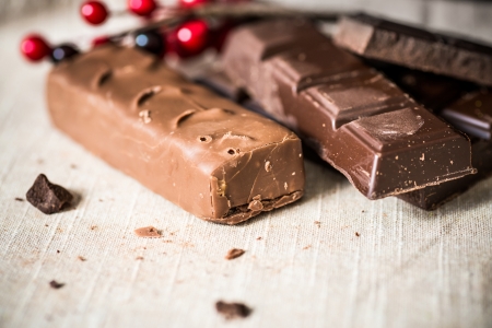 Closeup chocolate on brown napkin 