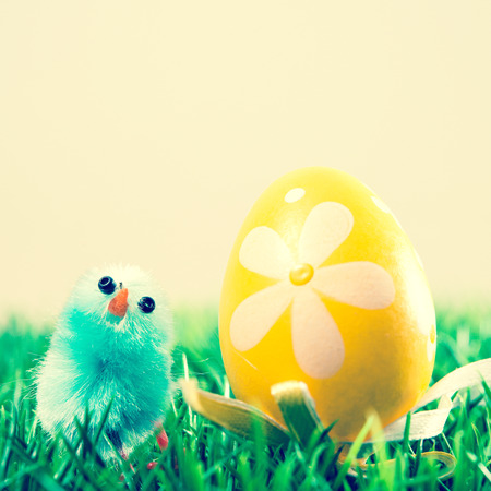 easter chick and painted Easter eggs for your easter design