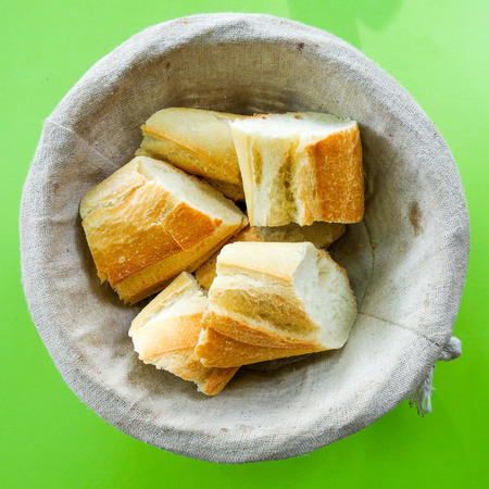 bread in basket - little roll breads in basket on tableの写真素材