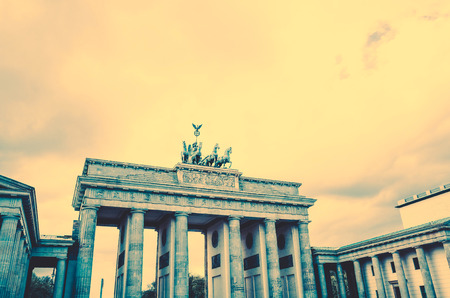 Brandenburg Gate (Brandenburger Tor), famous landmark in Berlin, Germany,rebuilt in the late 18th century as a neoclassical triumphal archの写真素材