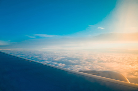 An aerial view from an airplane