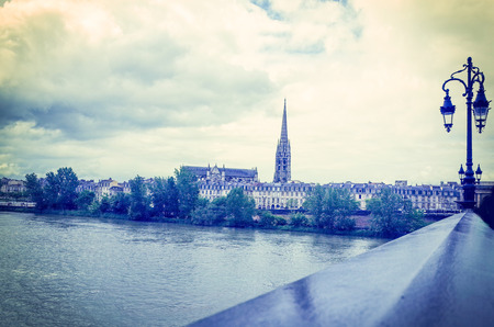 Old stony bridge in Bordeaux, France Europeの写真素材