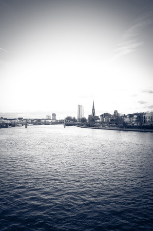 FRANKFURT, HESSE-February 12 : view of Frankfurt am Main. Frankfurt, is the largest city in the German state of Hesse and the fifth-largest city in Germany, February 12, 2014 in Frankfurt, Germany.のeditorial素材