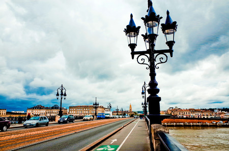 Old stony bridge in Bordeaux, France Europeのeditorial素材