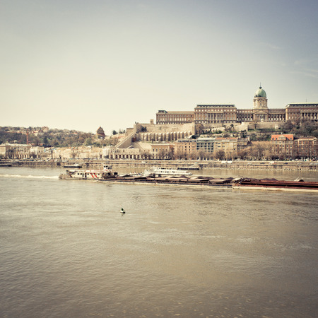 Beautiful view of historic Royal Palace in Budapest, Hungaryの写真素材