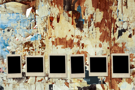 vintage instant photo with textured grunge backgroundの写真素材