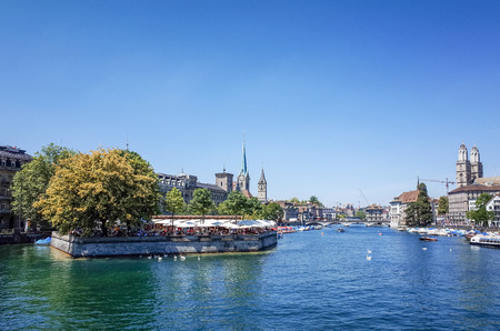 ZURICH, SWITZERLAND-June 21 : Lake Zurich is a lake in Switzerland, extending southeast of the city on June 21, 2014. June 21, 2014 in ZURICHのeditorial素材