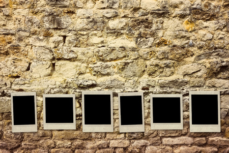 vintage instant photo with textured grunge backgroundの写真素材