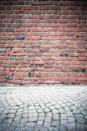 Old red brick wall textures and backgroundsの写真素材