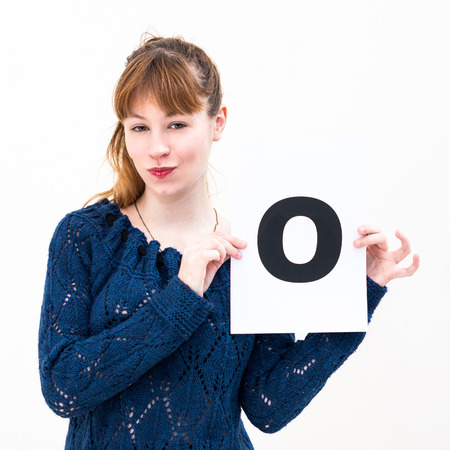 young woman portrait with OKの写真素材