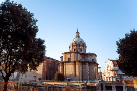 Beautiful street view of old town in Rome, ITALYの写真素材