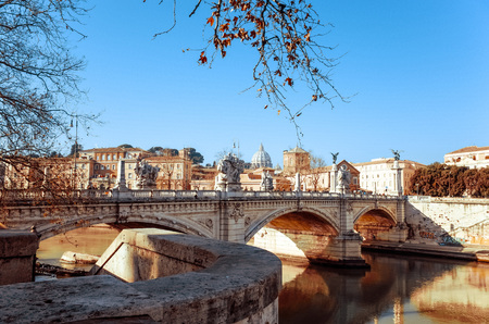 Traditional old buildings Street view in Rome, ITALYの写真素材