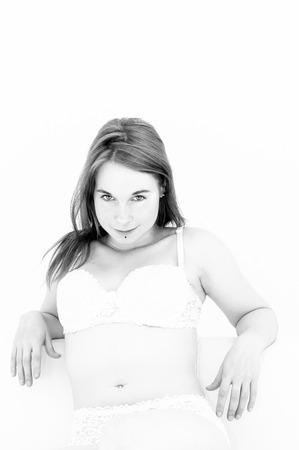 young attractive caucasian woman in lingerie.の写真素材