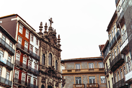 Street view of old town Porto, Portugalの写真素材