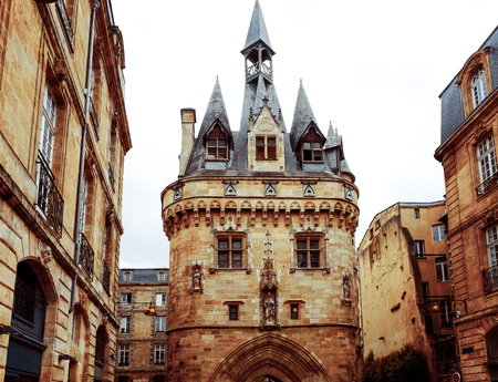 Street view of old town in bordeaux city, France Europeの写真素材
