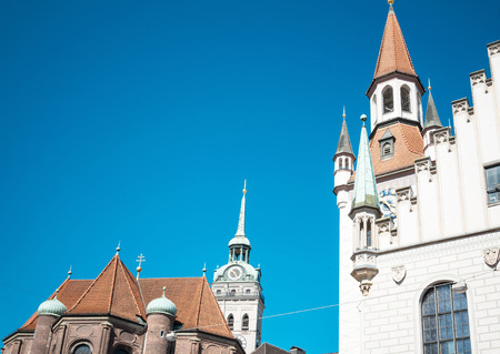 Traditional street view of marienplatz in Munich, Germanyの写真素材
