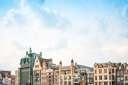 Beautiful street view of Traditional old buildings in Amsterdam, the Netherlands, Europeの写真素材