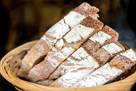 bread in basket - little roll breads in basket on table