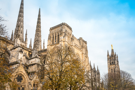 Street view of old town in bordeaux city, France Europeの写真素材