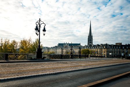 Street view of old town in bordeaux city, France Europeの写真素材