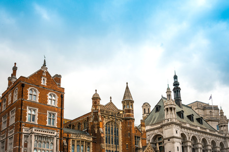 Street view of old buildings in London, England, UKの写真素材