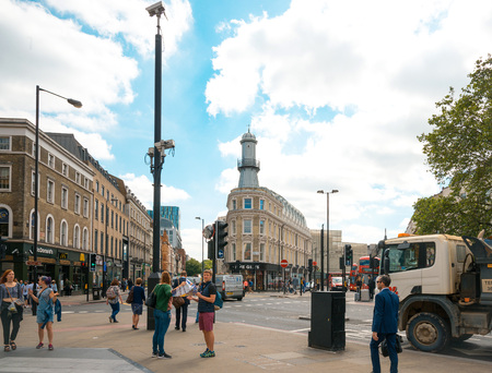 LONDON, UNITED KINGDOM - June 21, 2016. Beautiful street view of business modern buildings in London, England, UKのeditorial素材