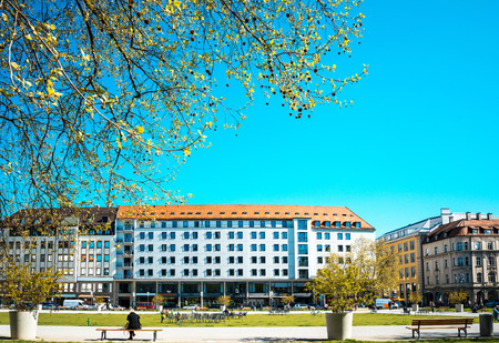Traditional street view of old buildings in Munich, Bavaria, Germanyのeditorial素材