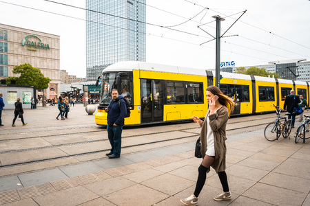 BERLIN, GERMANY- May 18: Typical Street view May 18, 2016 in Berlin, Germany. Berlin is the capital of Germany. With a population of approximately 3.5 million people.BERLIN, GERMANYのeditorial素材