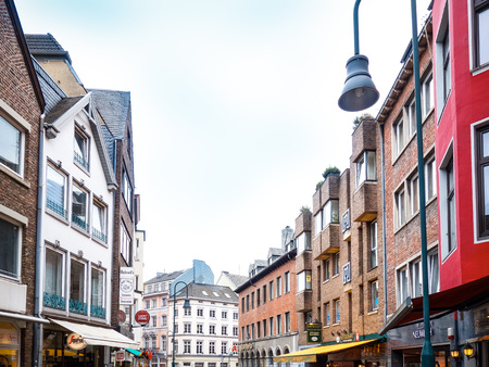 Aachen, Germany - April 13 : Tourists on foot Street in Aachen, Germany. Aachen was a residence of Charlemagne, and later the coronation place for German kings. April 13, 2016 in Aachen, Germanyのeditorial素材