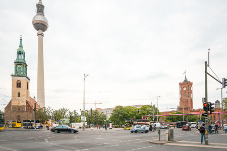 BERLIN, GERMANY- May 18 Tv tower or Fersehturm in Berlin on May 18, 2016. BERLIN, Germany.のeditorial素材