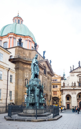 PRAGUE, CZECH REPUBLIC - April 26 : Beautiful street view of Traditional old buildings in Prague, Czech Republic. April 26, 2016 in PRAGUEのeditorial素材