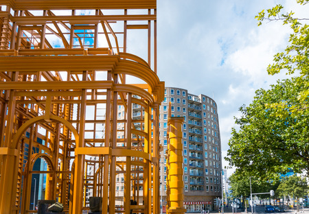 ROTTERDAM, Netherlands - August 10 : Street view of Downtown Rotterdam on August 10, 2016, in ...