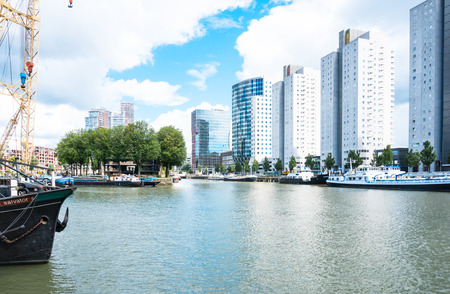 ROTTERDAM, Netherlands - August 10 : Street view of Port of Rotterdam, the nickname "Gateway to Europe", and, conversely; "Gateway to the World" in Europe.のeditorial素材