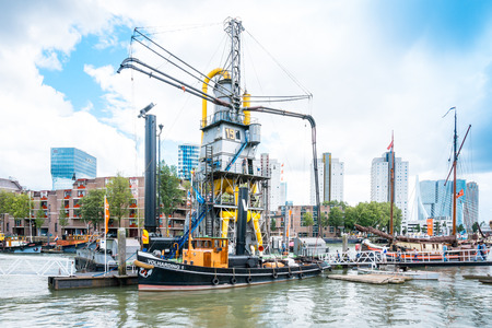 ROTTERDAM, Netherlands - August 10 : Street view of Port of Rotterdam, the nickname "Gateway to Europe", and, conversely; "Gateway to the World" in Europe.のeditorial素材