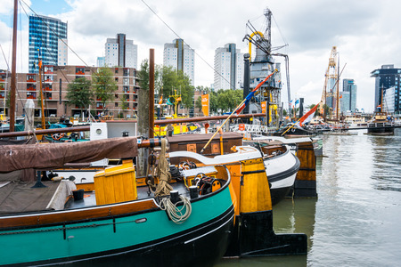 ROTTERDAM, Netherlands - August 10 : Street view of Port of Rotterdam, the nickname "Gateway to Europe", and, conversely; "Gateway to the World" in Europe.のeditorial素材