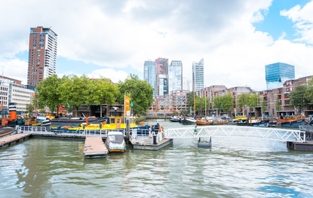 ROTTERDAM, Netherlands - August 10 : Street view of Port of Rotterdam, the nickname "Gateway to Europe", and, conversely; "Gateway to the World" in Europe.のeditorial素材